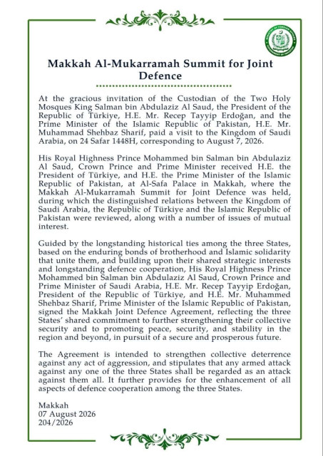 Saudi Arabia, Türkiye, and Pakistan Sign Landmark Joint Defense Agreement in Makkah
