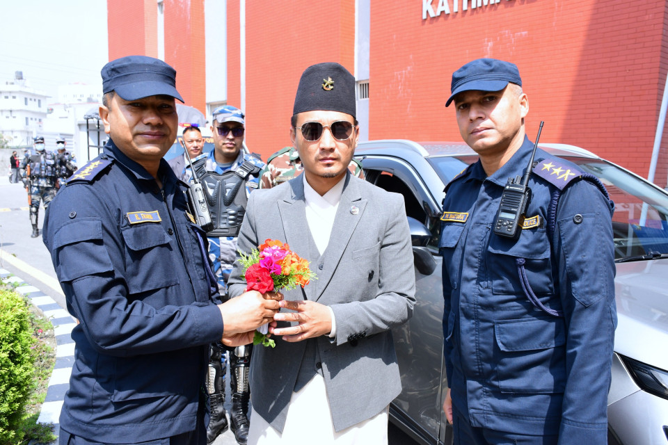 Home Minister Sudhan Gurung completed the inspection and instruction address program at the District Police Range, Kathmandu