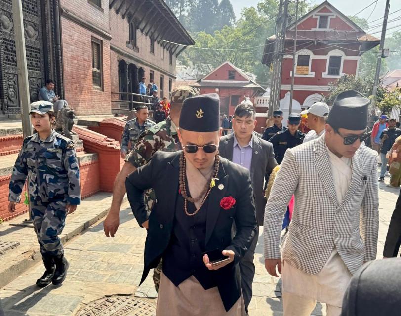 Home Minister Sudhan Gurung Visits Pashupatinath Temple on Hanuman Jayanti