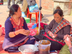 Newari women are busy making Yomari in Basantapur, Kathmandu (Photos)