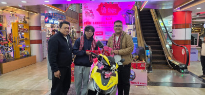 K.L. Tower's 'Ramailo Dashain Tihar Gift Scheme' Winner Rabil from Kathmandu Gets a Scooter