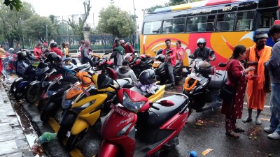 Crowds Gather for Bishwakarma Puja at Bhadra Kali Temple in Kathmandu