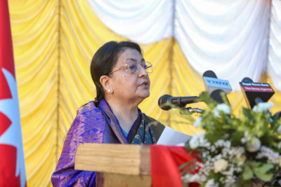 Former President Bidya Devi Bhandari addresses 33rd Madan-Ashrit Memorial Meeting