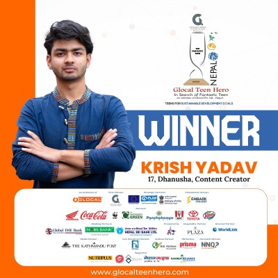 Mr. Krish Yadav, 17-year-old Activist, Felicitated as Golchha Group presents Glocal Teen Hero Nepal 2025