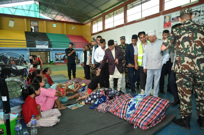 President Inspects Flood-Affected Areas in Nuwakot Following the Bhotekoshi Flood