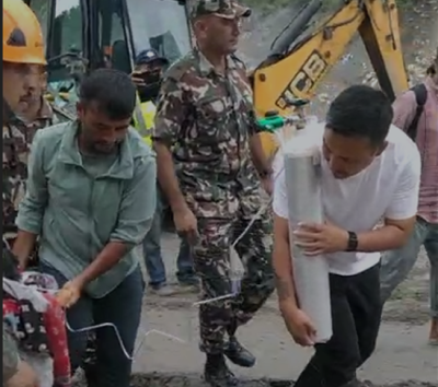 Home Minister Gurung Reaches the Field for Rescue Operations Despite Criticism