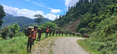 Nepali Army Carries Relief Materials on Foot for Jajarkot Landslide Victims