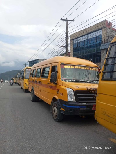 Private School Buses Stage Peaceful Protest Against Federal Education Act