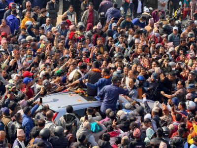Supporters Gather at Talchok, Pokhara to See Rabi Lamichhane (Photos)