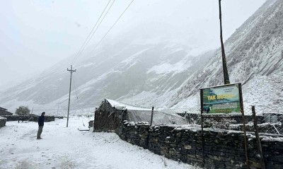 Snowfall in Northern Gorkha Affects Daily Life