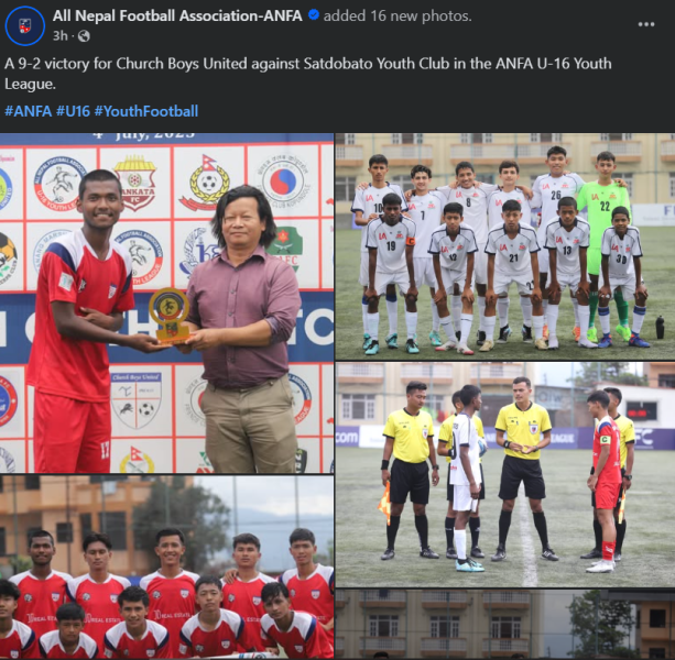 Church Boys United Triumph with a Stunning 9-2 Win Over Satdobato Youth Club in ANFA U-16 Youth League