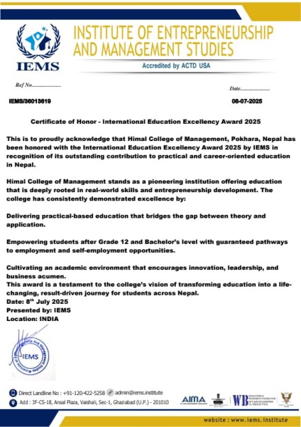 Nepali College Honored with Indian Award