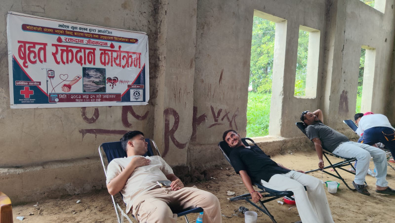 Blood Donation for Bhotekoshi Disaster Victims: Over 60 Pints of Blood Collected