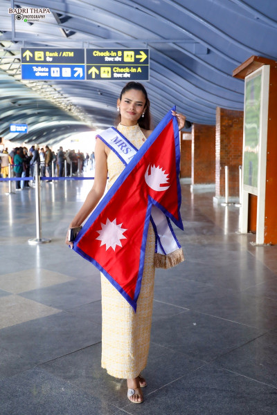 Sanju Bhatta Departs for USA to Participate in Mrs. World 2026