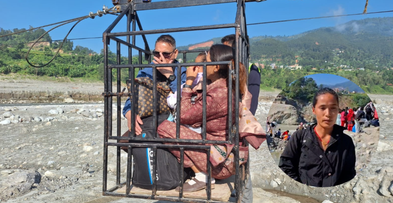 Passengers Returning Home for Dashain Rely on Tuin Cable Crossings as Bailey Bridge Delayed