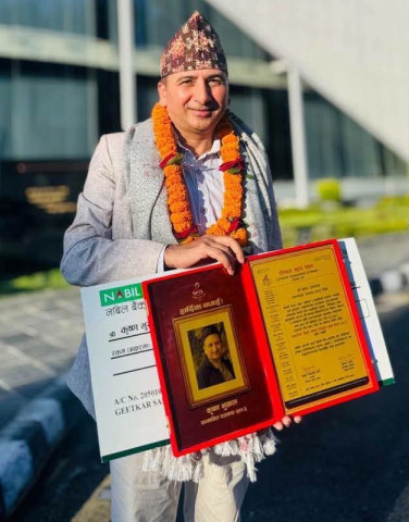 Journalist Krishna Bhusal Honored with 'Lyricists Association of Nepal Journalism Award 2025'