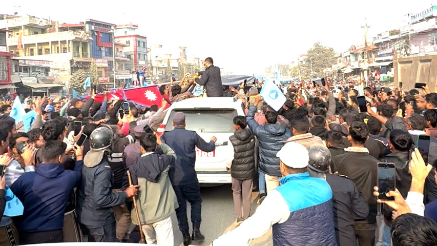 Senior Leader Balendra Shah Arrives in Sarlahi (Photos)