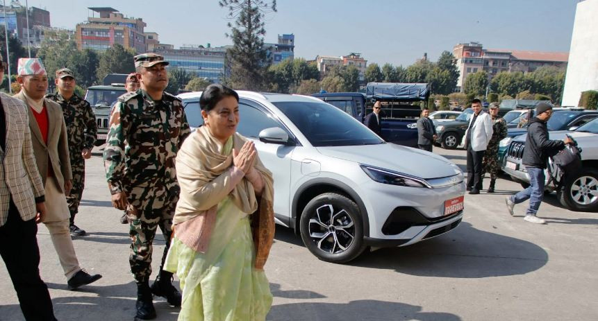 Former President Bhandari Observes Damages to Federal Parliament Building