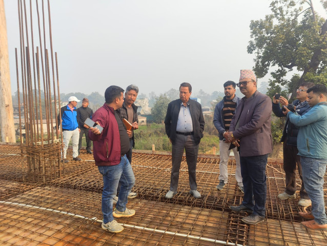 Binod Chaudhary Inspects Under-Construction Trauma Center in Nawalparasi