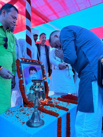 Gagan Thapa Pays Tribute to Late Ramayodhya Prasad Yadav on His 13th Memorial Anniversary in Bara