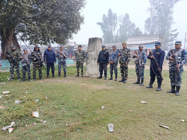Security Personnel from Nepal and India Conduct Joint Border Patrol in Sarlahi