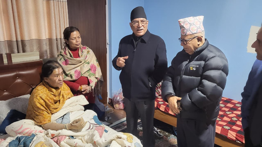 Prachanda and Madhav Kumar Reach Dallu to Check on the Health of Jhalanath Khanal’s Wife