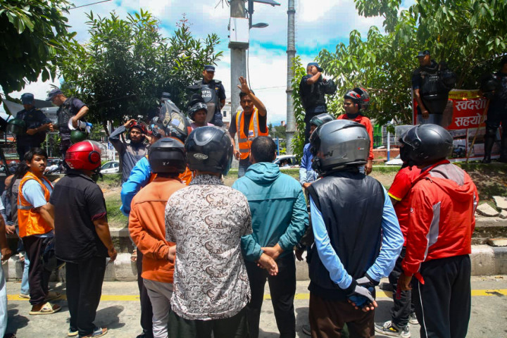 Ride-Sharing Drivers Protest in Kathmandu Demanding Fair Fares and Lower Commissions