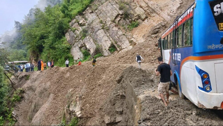 Prithvi Highway Subsides Near Nagdhunga, Large Vehicles Rerouted Through Tunnel