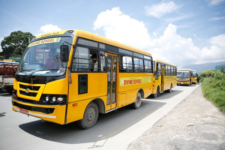Private School Operators Hold Bus Rally in Kathmandu