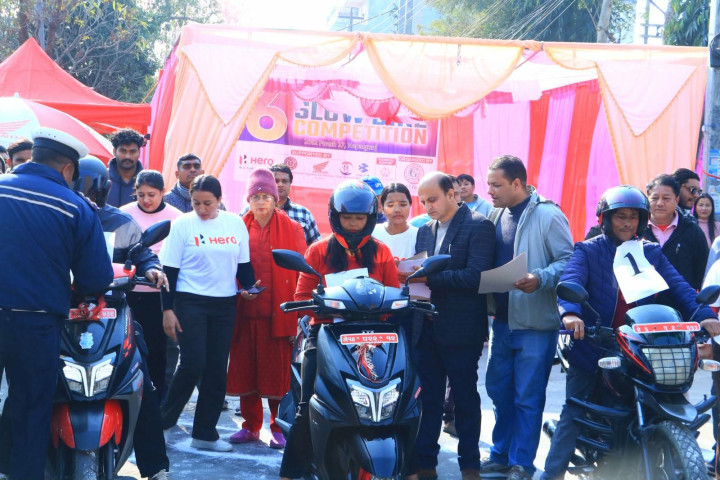 Shishir Subedi wins the title of the 6th Slow Bike Competition