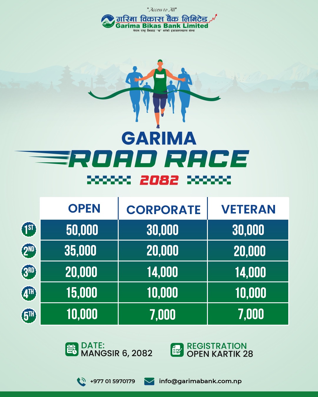 Registration for Garima Road Race 2082 Now Open via Khalti App.