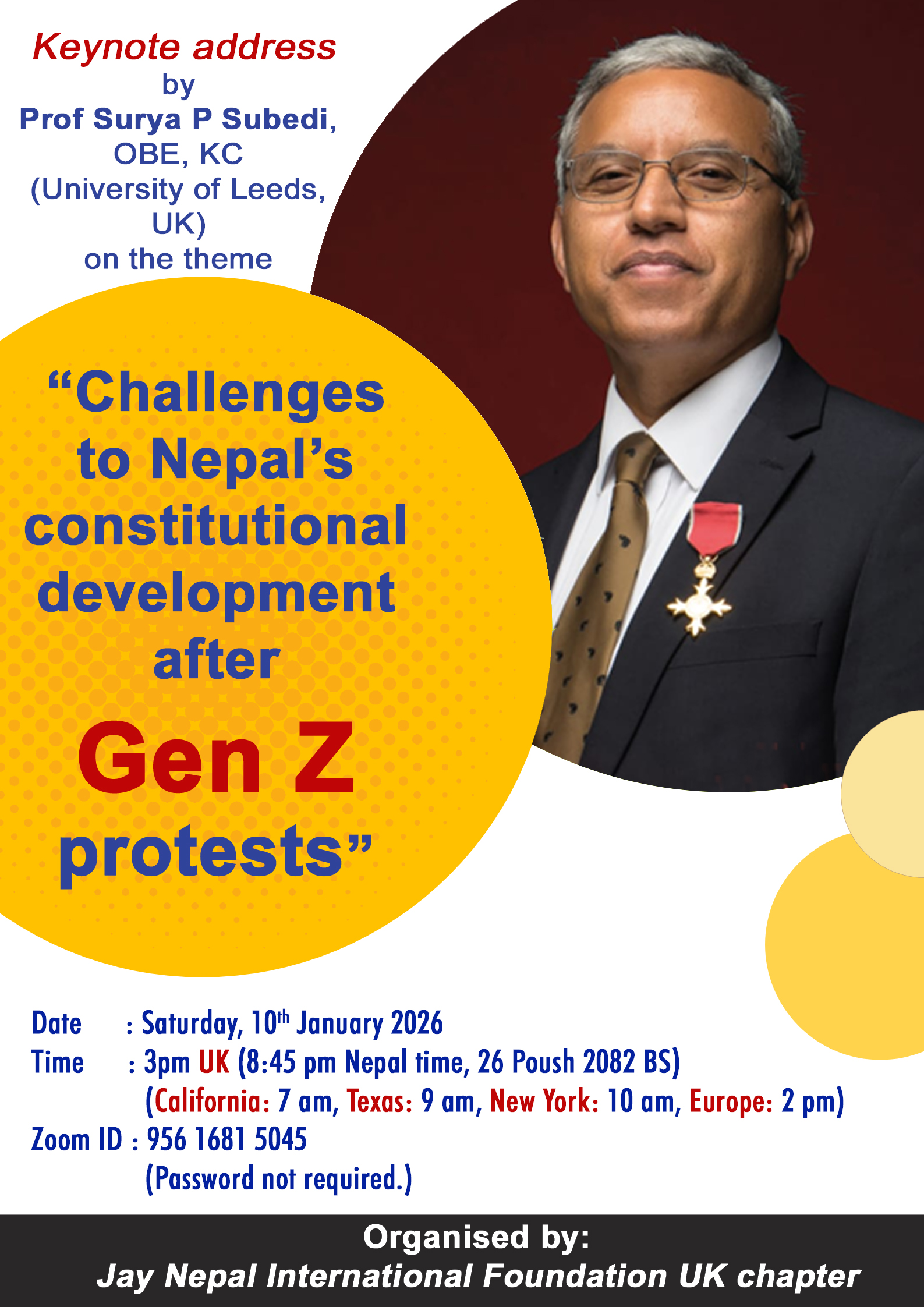 International Law Expert Prof. Subedi to Deliver Scholarly Lecture