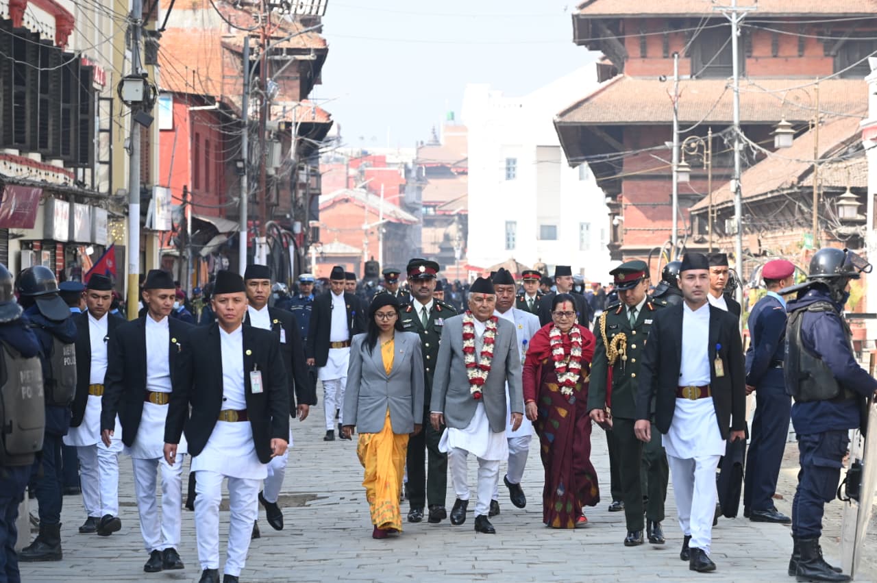 Basanta Shrawan at Hanuman Dhoka: President Worships Goddess of Knowledge Saraswati