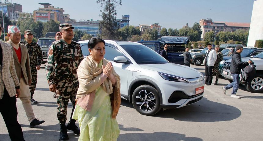 Former President Bhandari Observes Damages to Federal Parliament Building