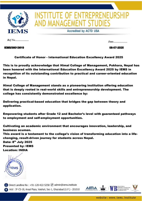 Nepali College Honored with Indian Award