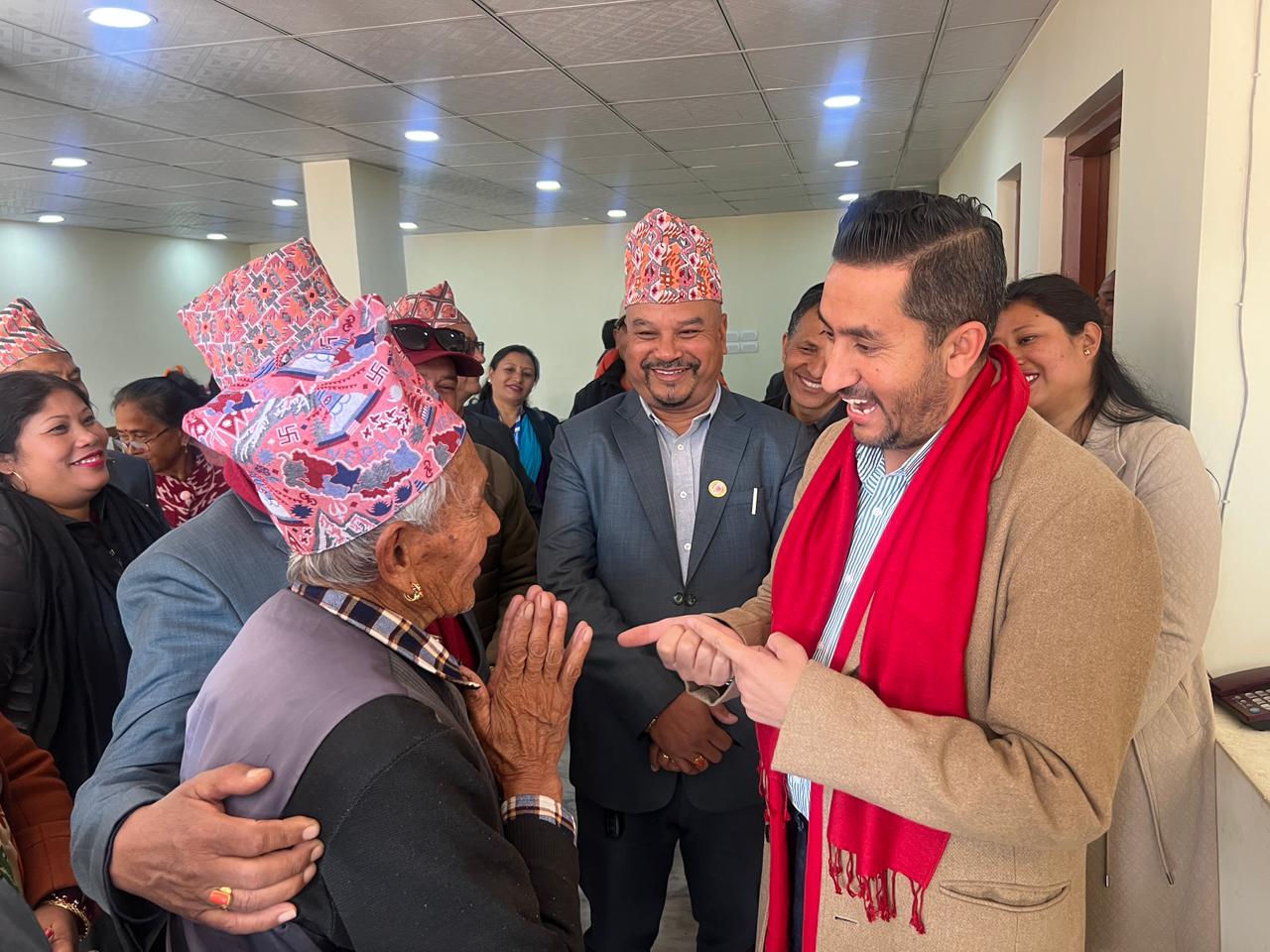 Minister Kharel Visits Jyapu Community Senior Citizens’ Home