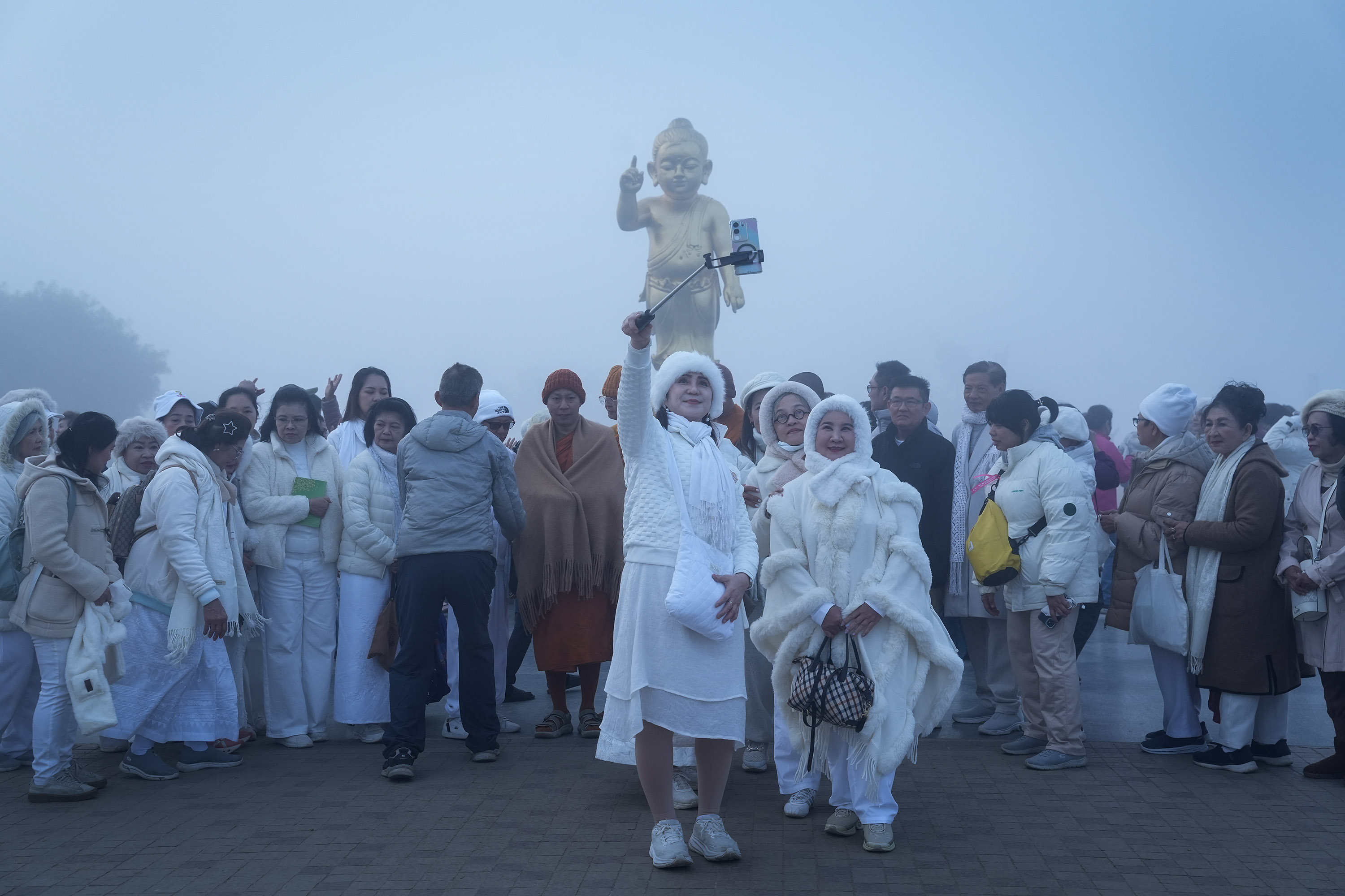 Tourist Activity in Lumbini Amidst Cold and Mist (Photos)