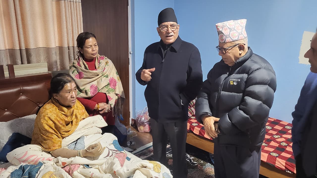 Prachanda and Madhav Kumar Reach Dallu to Check on the Health of Jhalanath Khanal’s Wife