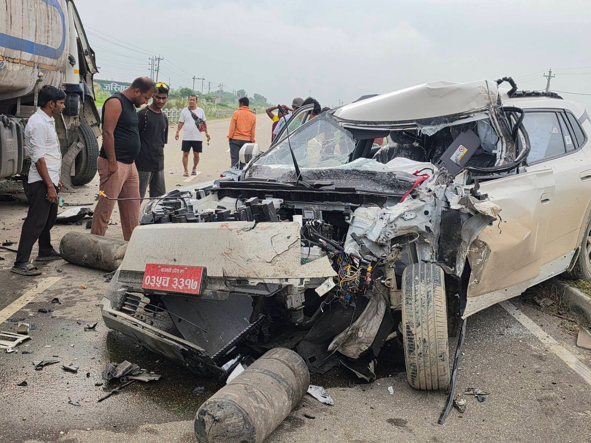 Four Injured in Saptari as EV Collides with Tanker