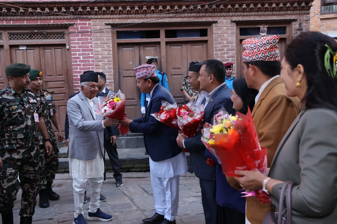 President Paudel Performs Puja and Worships Nava Durga Bhawani