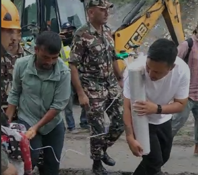 Home Minister Gurung Reaches the Field for Rescue Operations Despite Criticism