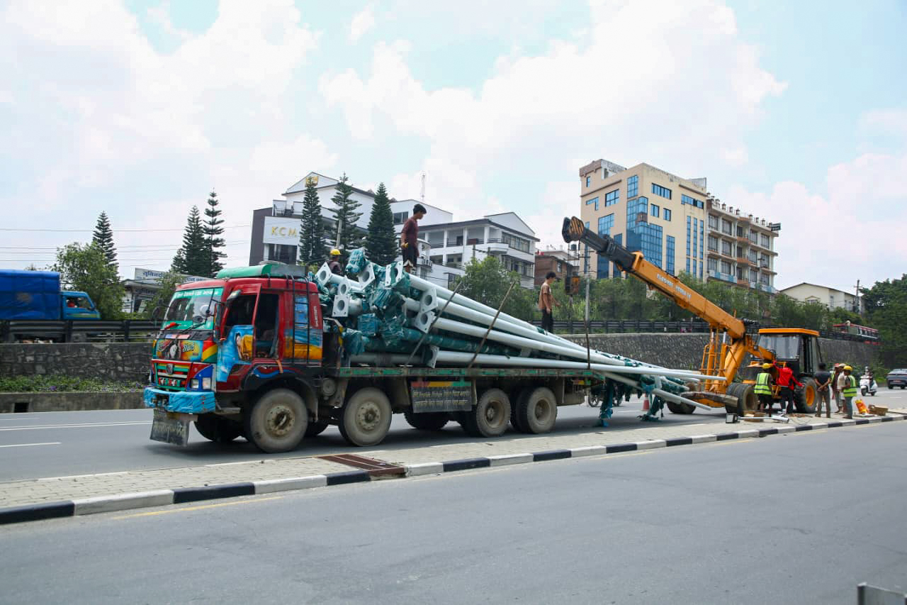 Smart LED Lights Being Installed on Gwarko–Satdobato Road (Photos)