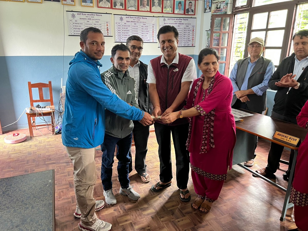 Volleyball Tournament Savings Donated to Three Schools Including Aarbabijaya